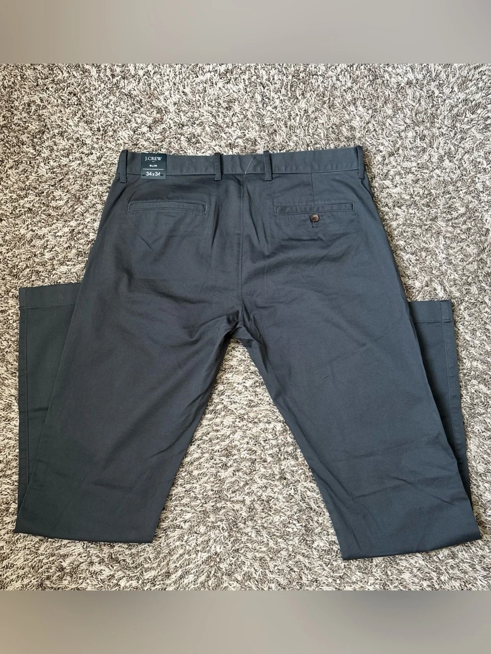 J. Crew Flex Men's Slim Fit Dark Gray Chino Pants, 34x34, NWT
